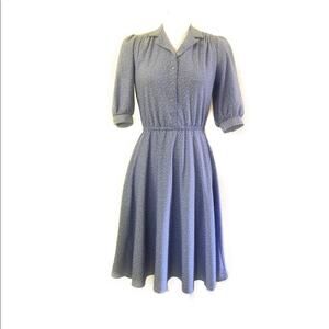 Vintage Blue Day Dress with White Speckles